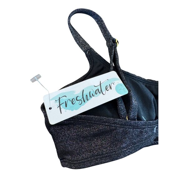 Freshwater Sparkly Bikini Bralette Top Women’s L Black Adjustable Straps Swimwea - Picture 4 of 4